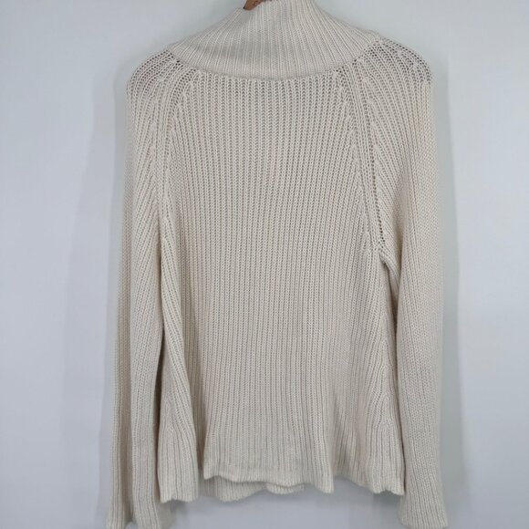 Talbots Womens size XL ivory Cardigan chunky Sweater Toggle Buttons Cotton cashm - Picture 7 of 10